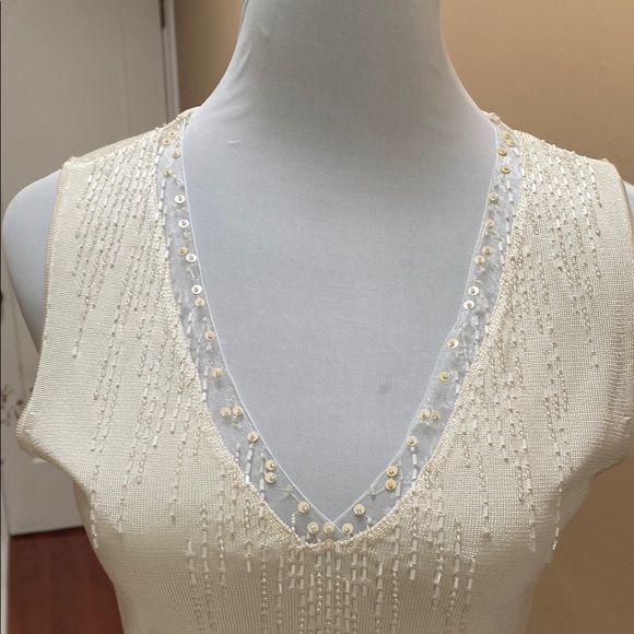 Cream Lace V-Neck Sleeveless Tank Top - Picture 4 of 5